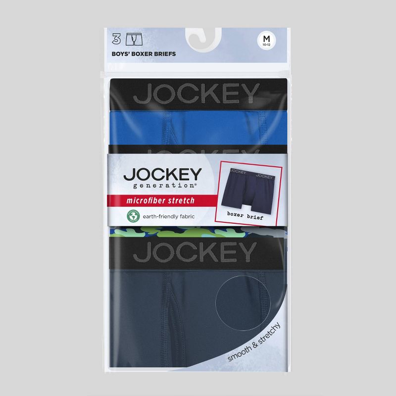 Jockey Generation™ Boys' 3pk Microfiber Boxer Briefs - Blue/Gray/Green, 4 of 5