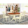 HomeStock 5-Piece Oval Buttermilk and Cherry Finish Solid Wood Top Dining table with 4 Chairs - 2 of 4