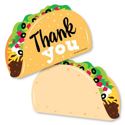 Big Dot of Happiness Taco 'Bout Fun - Shaped Thank You Cards - Mexican Fiesta Thank You Note Cards with Envelopes - Set of 12