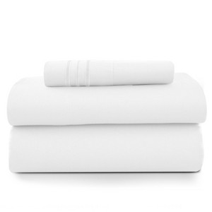 Twin Sheet Set Ultra Soft, Up to 16-Inch Deep Pocket, Hypoallergenic, Breathable Bed Sheets - Fitted Sheet, Flat Sheet + 1 Pillowcase  (WHITE) - 1 of 4