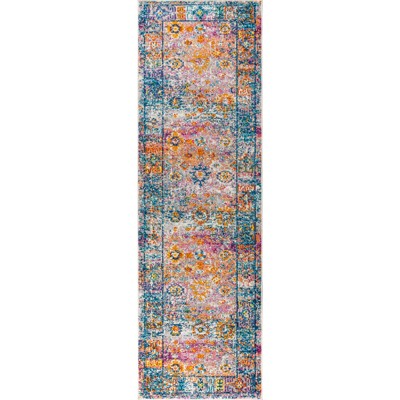 Cream and Navy Synthetic Bohemian Flair Area Rug
