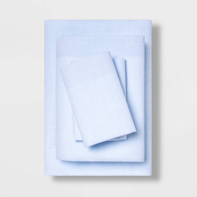 Queen Easy Care Solid Sheet Set Light Blue - Room Essentials™