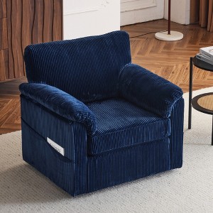 33'' Corduroy Oversized Swivel Lounge Chair with Plush Cushions, Rotatable and Perfect for Living Room, Bedroom, Office or Kids Room - 1 of 4