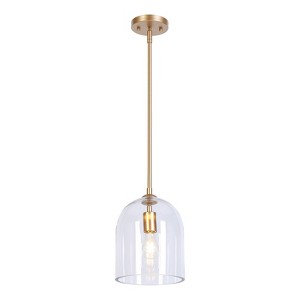 LNC Requintada 1-Light 7.9" Modern Cylinder Mini Pendant Lighting, Gold with Clear Glass - 1 of 4