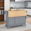 MAYEERTY Grey Blue 52.7" Rolling Kitchen Island Solid Wood Top, Locking Wheels Drop Leaf Breakfast Bar Spice Rack Towel Rack - 3 of 4