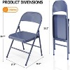 VINGLI Folding Chairs All Steel Metal Frame, Durable Portable and Versatile for Indoor Outdoor Use, Darkblue, Set of 4 - 3 of 4
