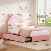 Twin Upholstered Bed Frame with 2 Storage Drawers &  Headboard, Berber Fleece Princess Platform Bed for Kids, Wood Slats Support, No Box Spring Needed - 3 of 4