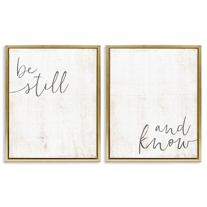 Stupell Industries Be Still & Know Spiritual Calligraphy 2pc Floating Frame Art Set - 1 of 4