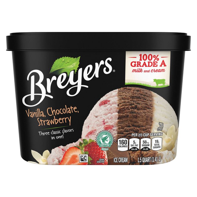 Breyers Vanilla Chocolate Strawberry Ice Cream - 48oz, 3 of 10
