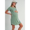 Hello Miz Casual Crew Neck Tee Shirt Maternity Dress with Pockets - 2 of 4