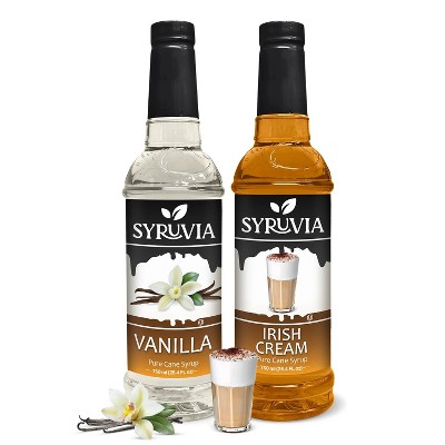 Syruvia Coffee Flavors Variety Pack: Vanilla & Irish Cream 25.4 fl oz Syrup