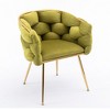 Alilang 28.70 inch Modern Tufted Velvet Accent Chair with Gold Metal Frame- Olive Green - 4 of 4