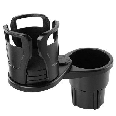 iMountek"2-in-1 Car Cup Holder Extender, 360° Rotating Dual Mount Organizer for Bottles, Keys & Glasses"Black