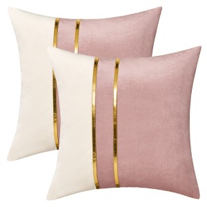 REGALWOVEN Velvet Soft Decorative Square Patchwork Throw Pillow Covers  2 Pcs - 1 of 4