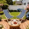 Ridstar Set of 2 Blue Striped Folding Deck Chairs for Garden, Terrace & Pool-Navy Blue - 2 of 4