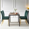 Oversart 5-Piece Dining Set Including Green Velvet High Back Golden Color Legs Nordic Dining Chair & Creative Design MDF Dining Table - 2 of 4