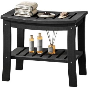 Acekool HDPE Shower Bench Waterproof 2-Tier Storage Ergonomic Curved Seat 400 lbs for Bathroom - 1 of 4