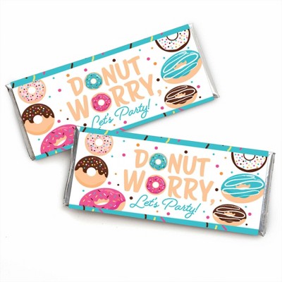 Big Dot of Happiness Donut Worry, Let's Party - Candy Bar Wrapper Doughnut Party Favors - Set of 24