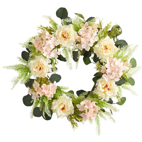 Eucalyptus and Hydrangea Floral Berry Spring Wreath 23 Purple