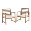 FATMOON Set of 2 Outdoor Acacia Wood Club Chairs, Natural Stained / White with Water-Resistant Cushions and Solid Wood Frame for Patio, Garden,Balcony - 4 of 4