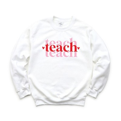Simply Sage Market Women's Graphic Sweatshirt Teach Stacked With Hearts