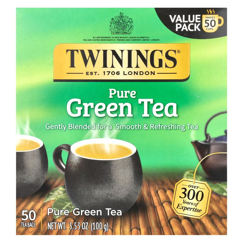 Twinings Pure Green Tea, 50 Tea Bags, 3.53 oz (100 g), 1 of 4