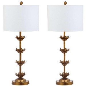 Lani Leaf Table Lamp (Set of 2) - 32 Inch Height - TBL4016 - Gold/White - Safavieh - 1 of 4
