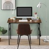 VECELO 32/43 in. Small Computer Desk, Writing Desk with Hooks, Work Desk with Adjustable Feet for Small Space, Brown - 4 of 4