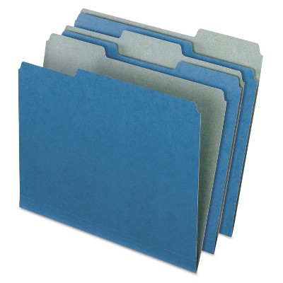 Pendaflex Earthwise Recycled Colored File Folders 1/3 Cut Top Tab Letter Blue 100/Box 04302