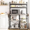 Nasitip 35.4''Microwave Stand w/Open Storage Shelves Coffee Bar with Wire Basket Industrial 6-Tier Kitchen Storage Rack with Hutch,Gray - 2 of 4