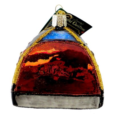 Hand-Painted Glass Dome Tent Ornament with Glitter Accents