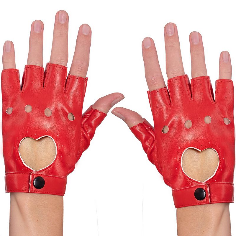 Skeleteen Girls Fingerless Biker Costume Gloves - Red, 1 of 8