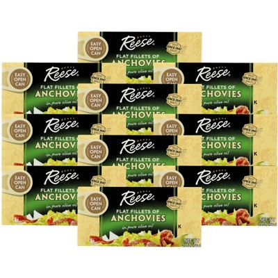 Reese Flat Fillets of Anchovies in Pure Olive Oil - Case of 10/2 oz