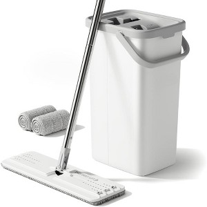 Hands-Free Mop and Bucket Set with Wringer - No-Touch Wringing System, Reusable Pads for Wet/Dry Use, 60" Floor Cleaning System - 1 of 4