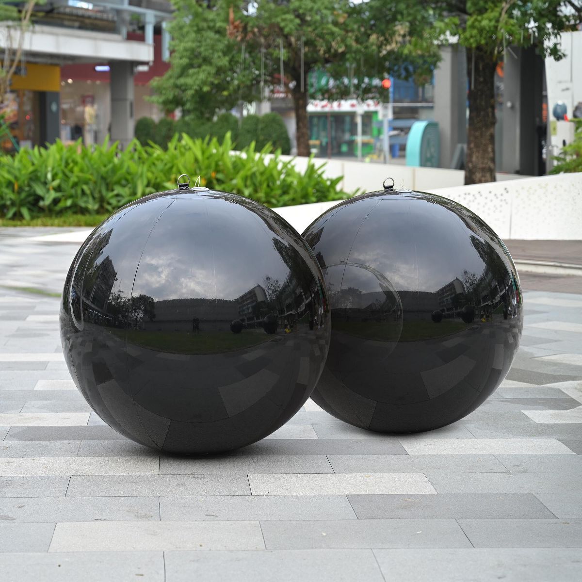 Yescom 2PCS 39" Big Shiny Inflatable Mirror Ball Set Giant Reusable PVC Hanging Balloon for Wedding Event Disco Party Concerts Black/Gold//Iridescent - thumbnail 5