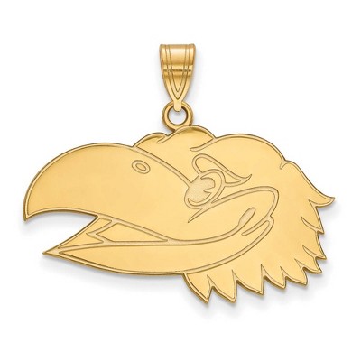 Black Bow Jewelry 10k Yellow Gold Kansas Jayhawks NCAA Large Pendant