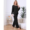 INSPIRE CHIC Womens Ribbed Knit Fuzzy Pajamas Long Sleeve Top and Pants Outfits Lounge Sets - 4 of 4