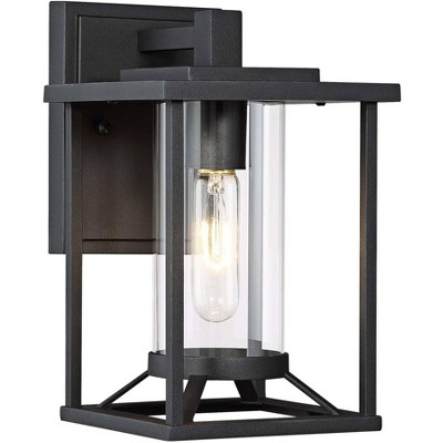 Minka Lavery Modern Outdoor Wall Light Fixture Black 11 1/2" Clear Glass for Post Exterior Barn Deck House Porch Yard Patio