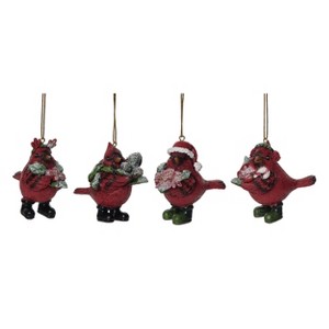 Transpac Resin 3 in. Multicolored Christmas Dressy Cardinal Ornament Set of 4 - 1 of 4