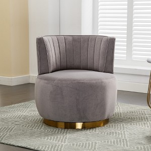 360 Degree Swivel Accent Sofa Chairs, Round Armchairs with Wide Upholstered, Fluffy Velvet Fabric Chair - 1 of 3