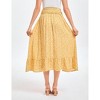 Coolmee Women's Maternity Boho Maxi Skirt Floral Smocked Elastic High Waist Pleated A-Line Ruffle Flowy Long Skirts - 2 of 4