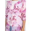 Slickblue Women's Floral Ruffle Robe Cardigan, 3/4 Sleeve, Self-Tie Waist, Knee Length, Pink, Size S-L - 3 of 4