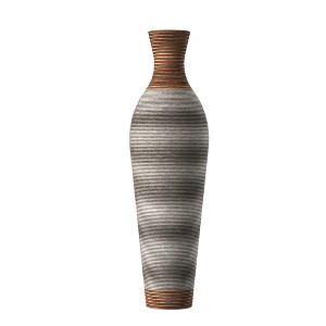 Gulches 39" Tall Vase, Brown Decorative Floor Vase, Classic Neat Floor Vase Tall Freestanding Flower Holder, Artificial Rattan Vase, PVC Floor Vase - 1 of 4