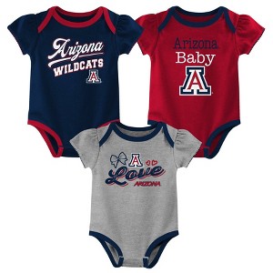 NCAA Arizona Wildcats Infant Girls' 3pk Bodysuit - 1 of 4