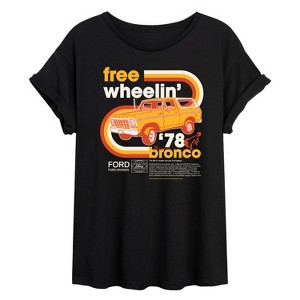 Women's - Ford - Bronco 78 Free Wheelin' 4 Wheeler Oversized Graphic T-Shirt - 1 of 4