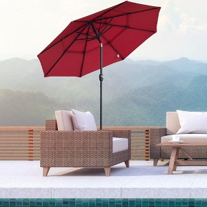 Okak 9 Ft 3 Tiers Patio Umbrella Outdoor,Table Umbrella for Patio,Market Umbrella Outdoor with Crank,UV protection&Waterproof,Base Not Included - 1 of 4