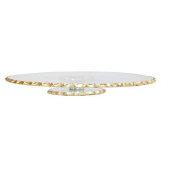 Classic Touch Lazy Susan Cake Tray with Gold Edge, 13.25"D
