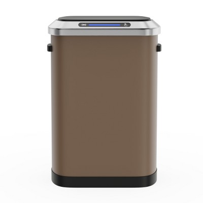 Dolonm 50L Smart Sensor Trash Can - Automatic Hands-Free Stainless Steel Bin with Silent Close - Brown