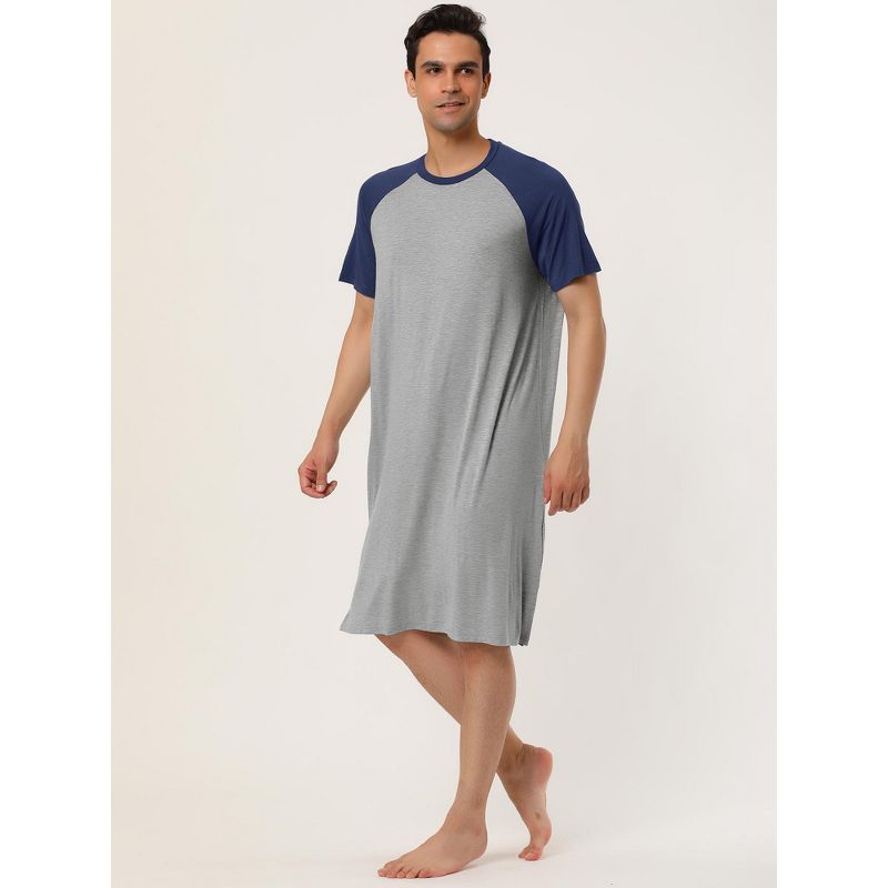 Lars Amadeus Men's Comfy Lounge Soft Loose Short Sleeves Sleep Nightgown, 4 of 7