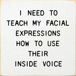 Slickblue Funny Facial Expression Wood Sign – Inside Voice Quote – 7x7 Rustic Wall Decor, Color Options - 1 of 3
